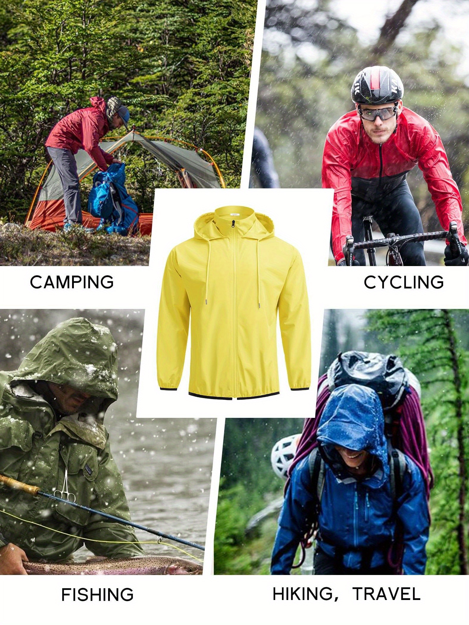 men s packable rain jacket lightweight waterproof raincoat Temu