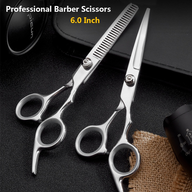 Haarschneidescheren Set – Professionelle Haarschere & Ausdünnschere Für Salon & Barber, Schwarz, Kohlefaser, 10 Stück