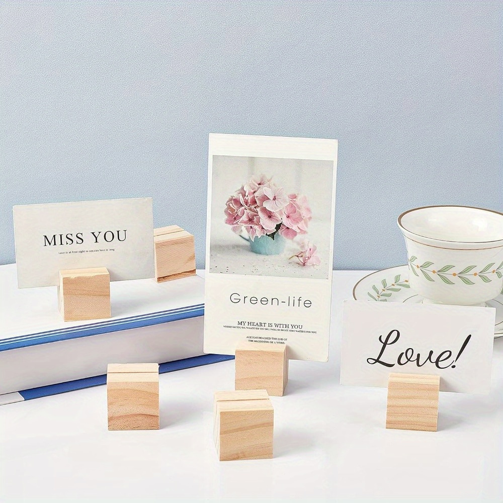 

10pcs Wooden Cube Card Holders - Display Stands For Notes, Photos & Crafts