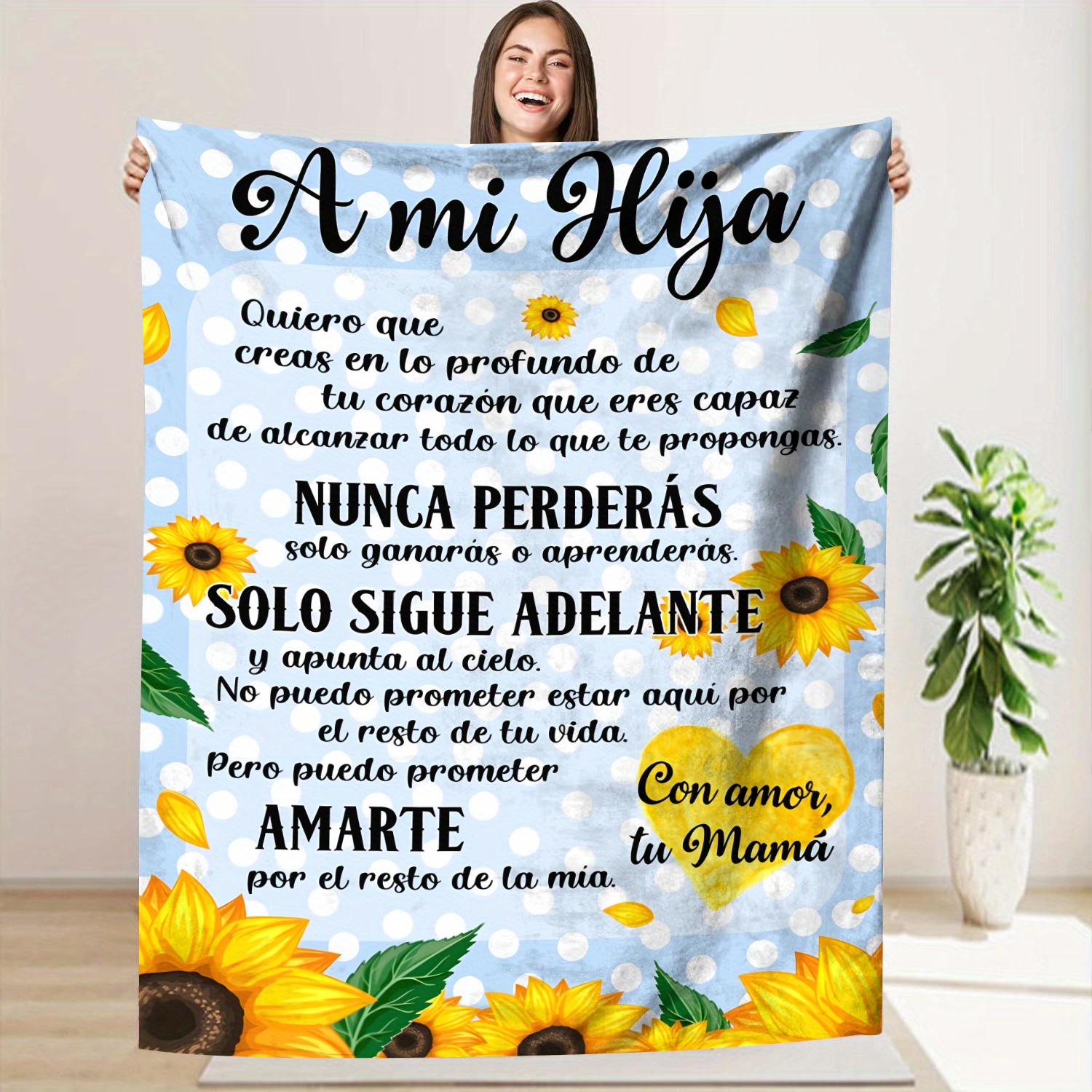 

Soft Blanket Gift From Spanish Mom To Daughter, 1 Piece Of Flannel Blanket