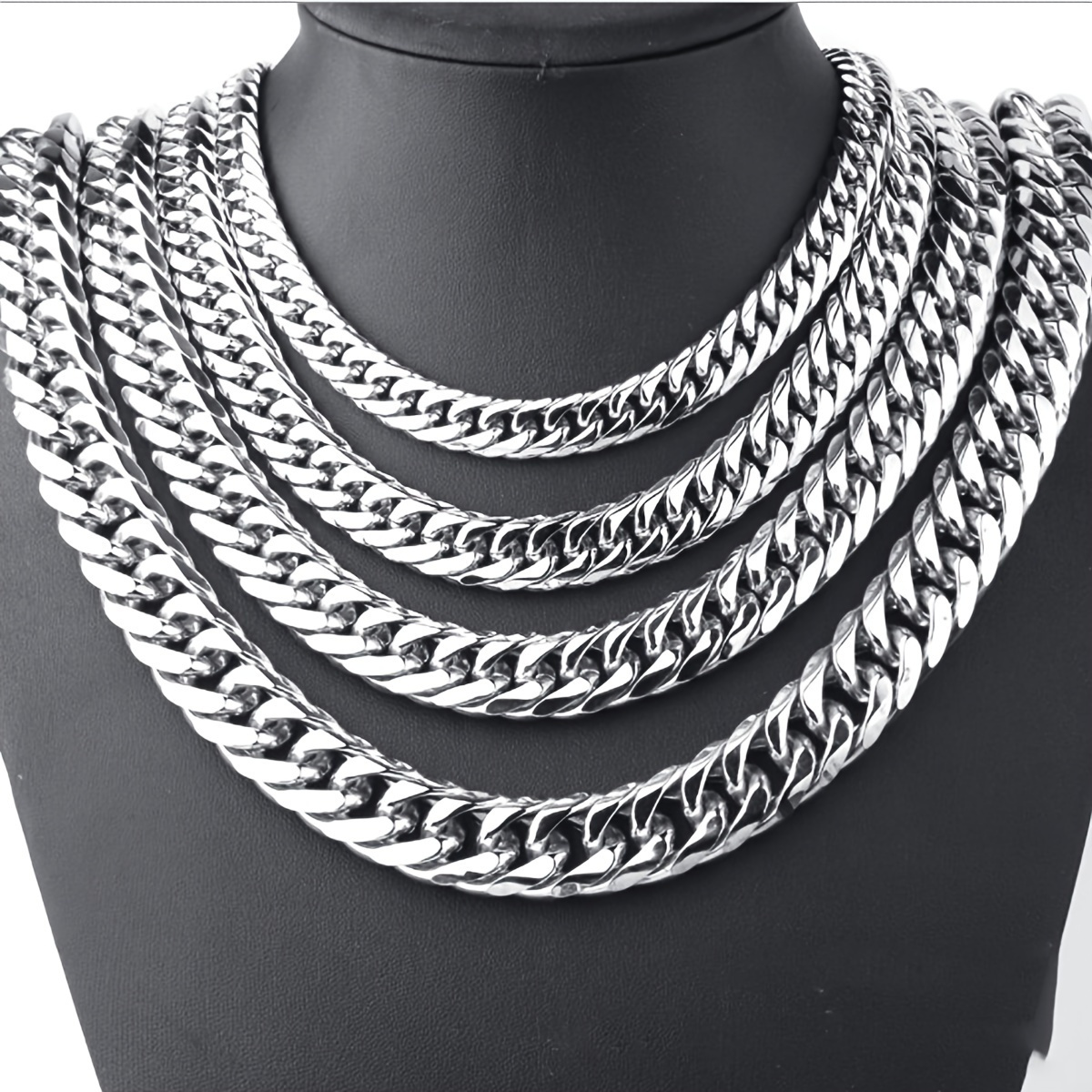 

New High-quality Silvery Men' Necklace: Heavy Cuban Chain - Suitable For All