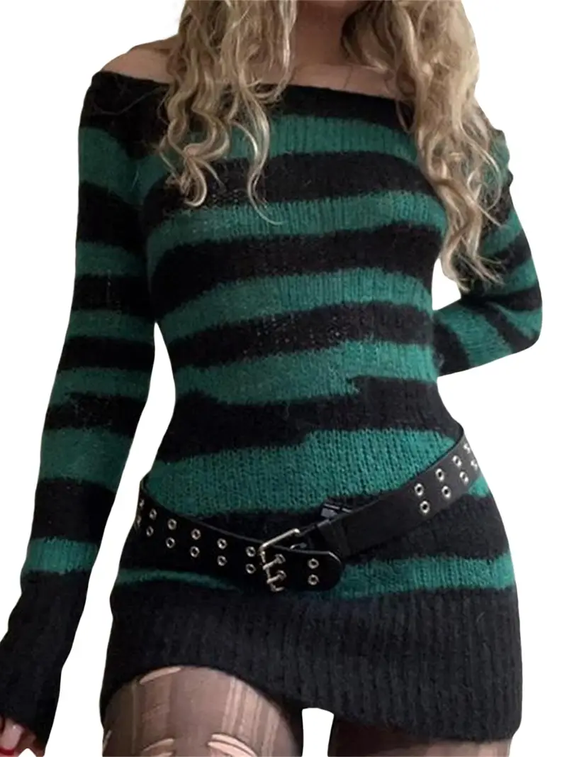 women fashion bodycon sweater dress stripe contrast color - Temu women fashion bodycon sweater dress stripe contrast color - Temu