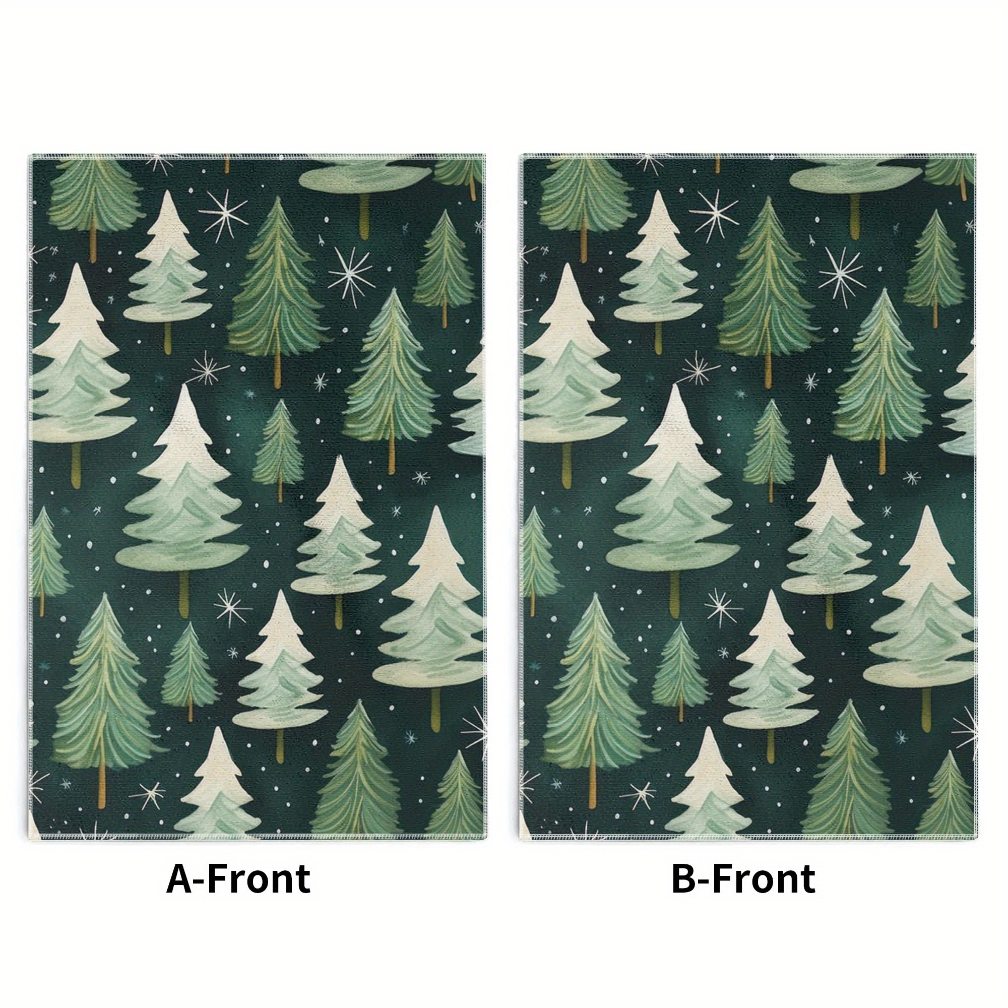 

2 Pieces Festive Christmas Towels: Soft Green And White Pine Trees, Perfect For Kitchen Or Bathroom, 18x26 Inches, Machine Washable, Vintage Style, Woven With Polyester