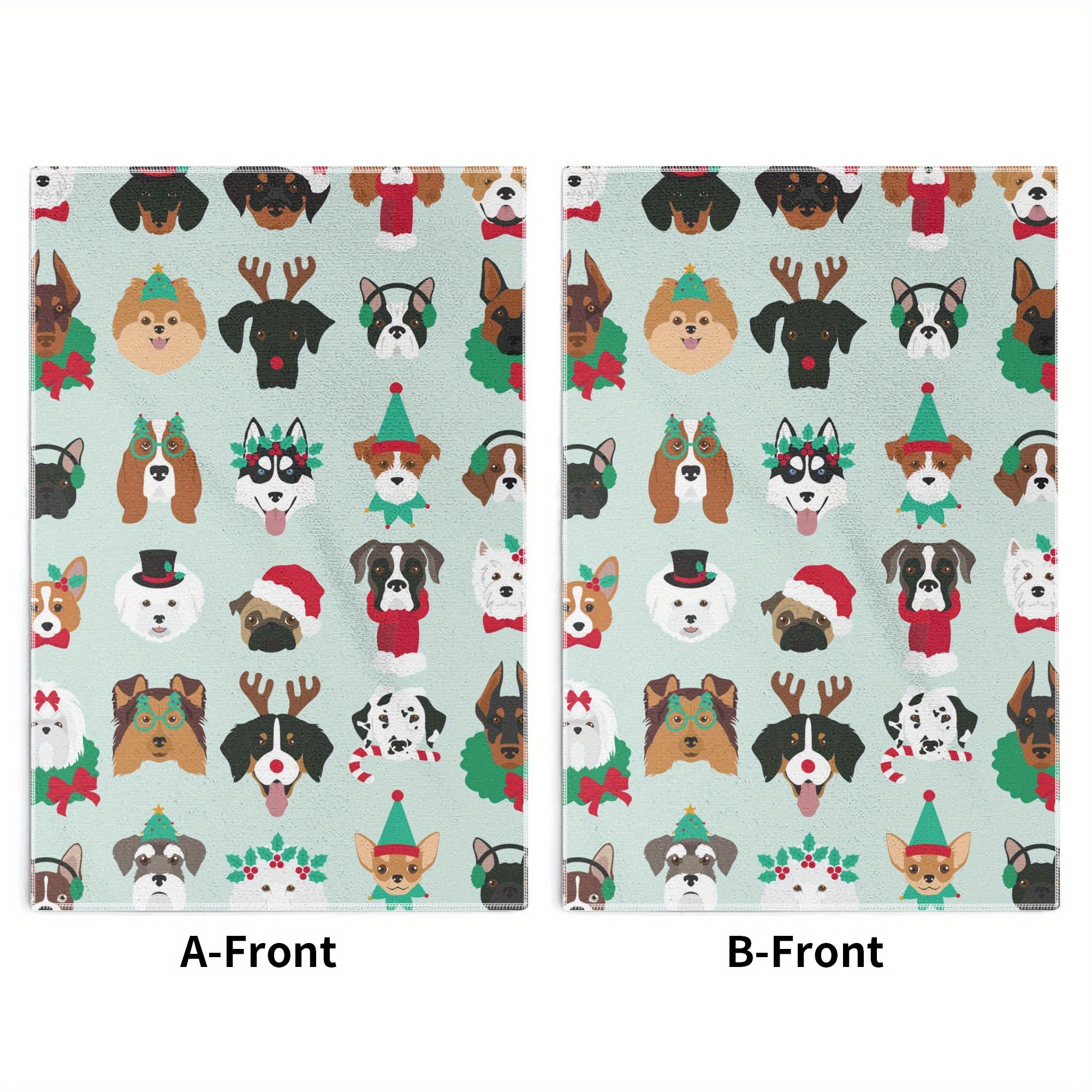 

2-pack Christmas Dog-themed Soft Polyester Dish Towels - Vintage Woven Dish Cloths For Kitchen And Bathroom Cleaning - 18x26 Inch Patterned Towels With Character Print - Machine Washable Oblong Towels