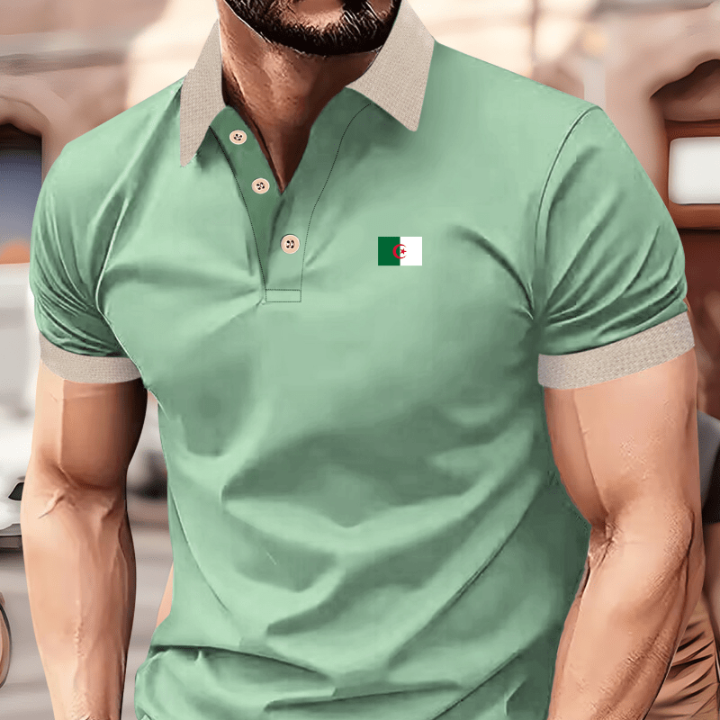 

algérien - Chemise de golf à manches courtes pour hommes avec boutonnière - Haut méticuleusement conçu pour un , et le fitness - pour en été