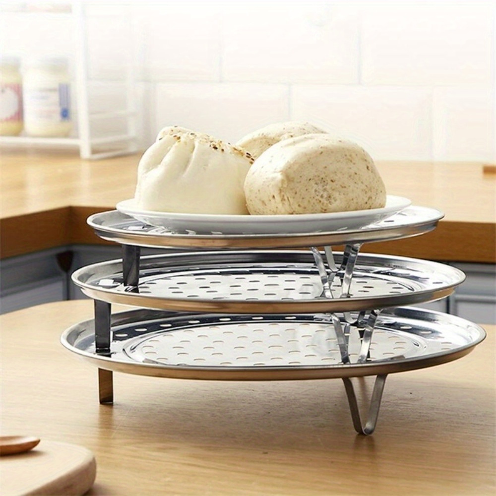 3pcs stainless steel steaming racks   steaming buns eggs and more suitable for 7 87 9 45 and 11 02 diameter pots details 3