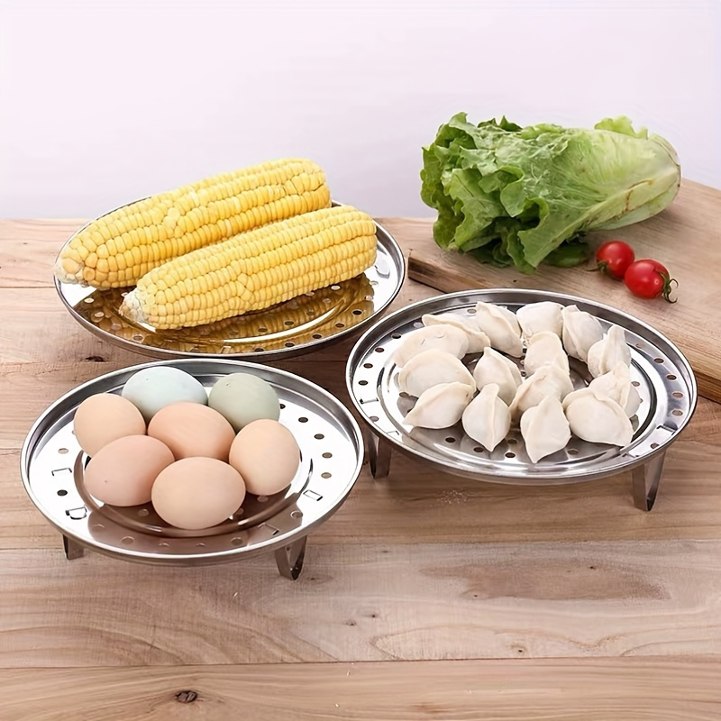 3pcs stainless steel steaming racks   steaming buns eggs and more suitable for 7 87 9 45 and 11 02 diameter pots details 0