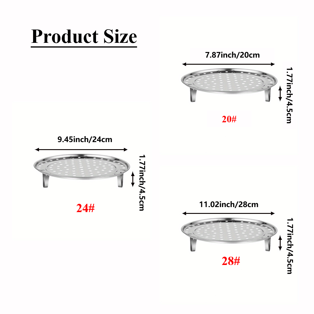 3pcs stainless steel steaming racks   steaming buns eggs and more suitable for 7 87 9 45 and 11 02 diameter pots details 1