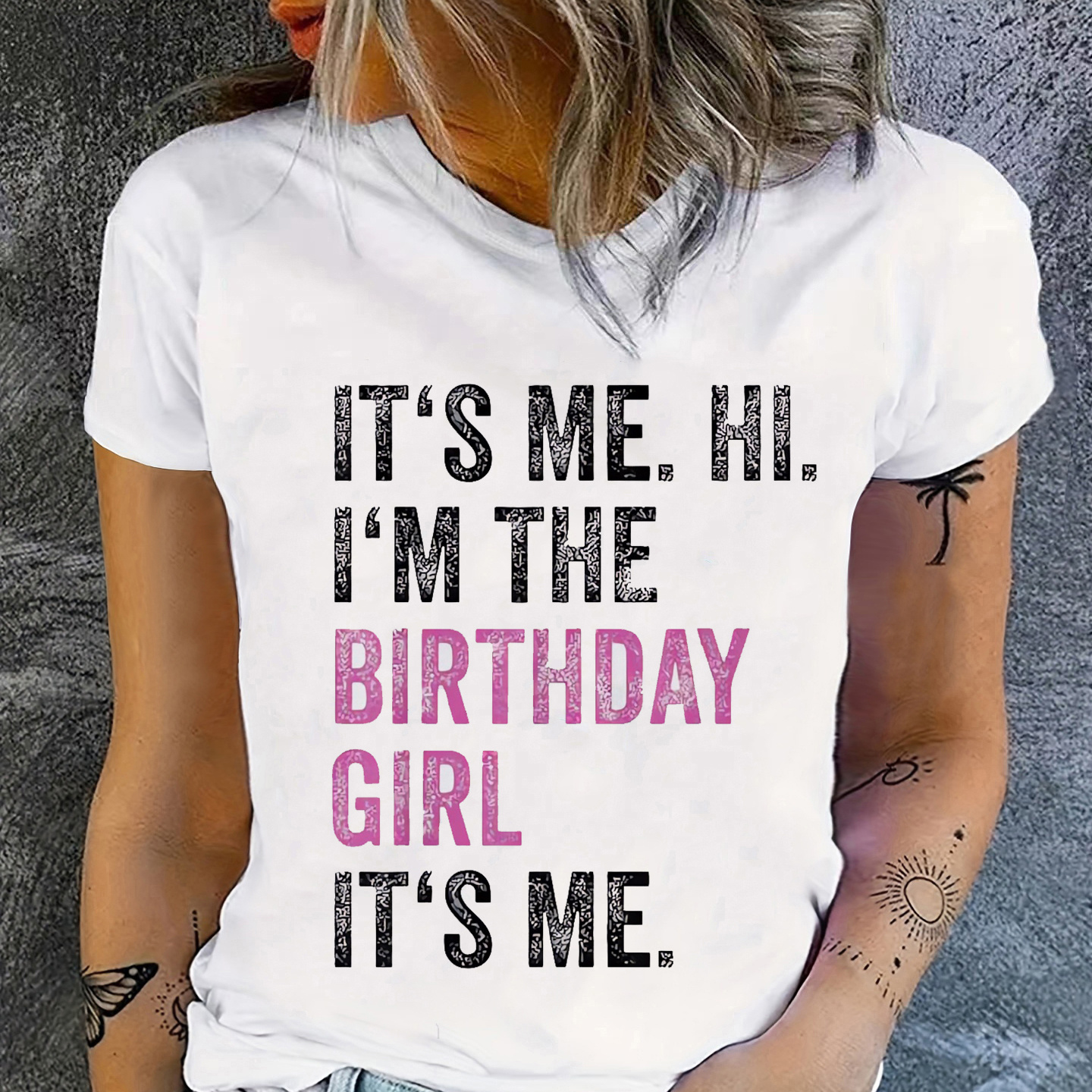 

Birthday Short Sleeve T-shirts, Crew Neck Casual Top For Summer & Spring, Women's Clothing
