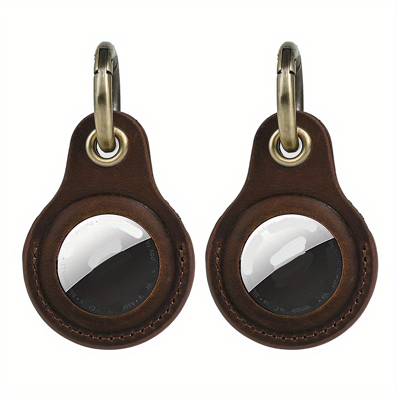 Leather Airtag Keychain Case - Soft Protective Lightweight Holder With Key Ring For Airtags, Ideal For Pets, Keys, Luggage
