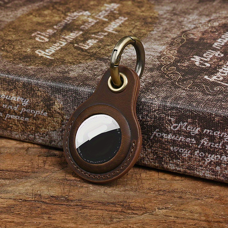 Leather Airtag Keychain Case - Soft Protective Lightweight Holder With Key Ring For Airtags, Ideal For Pets, Keys, Luggage