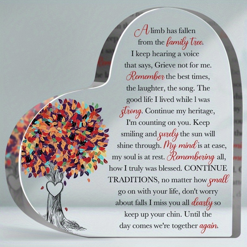 TEMU Targa Commemorativa Acrilica a Forma di Cuore Piatta 2D, Testo Personalizzato, Decorazione per Albero, Decorazioni da Tavolo per la Casa, Asili,