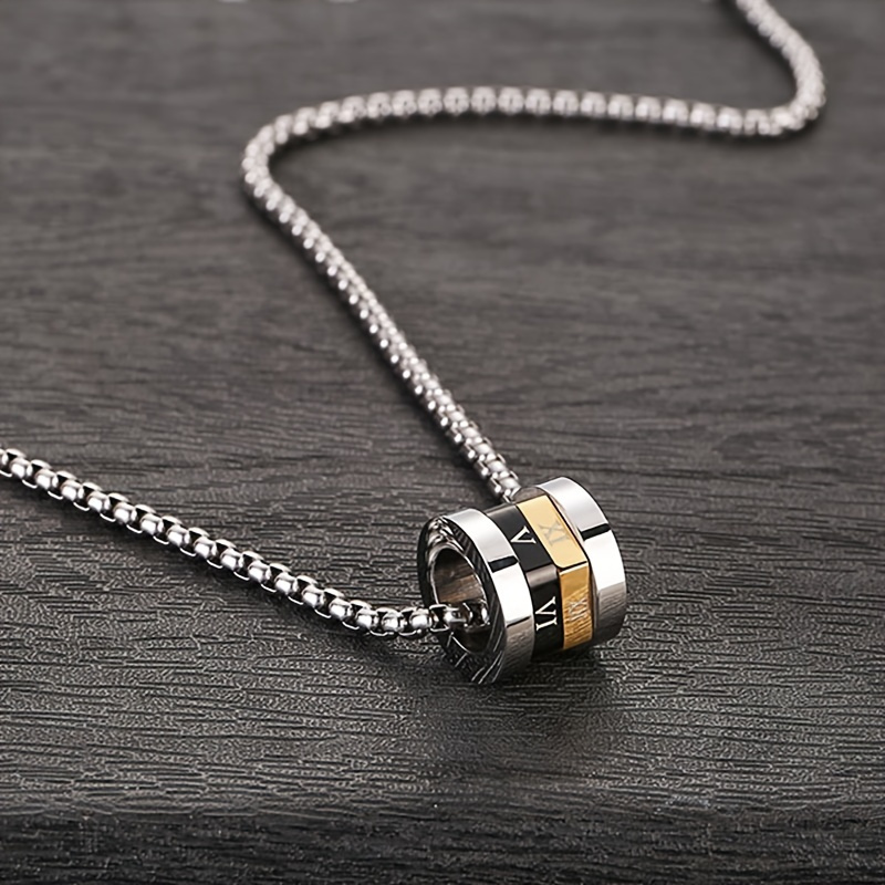 TEMU Stylish And Versatile Titanium Steel Pendant Necklace For Men, High-end Men's Sweater Necklace, Men's Accessories