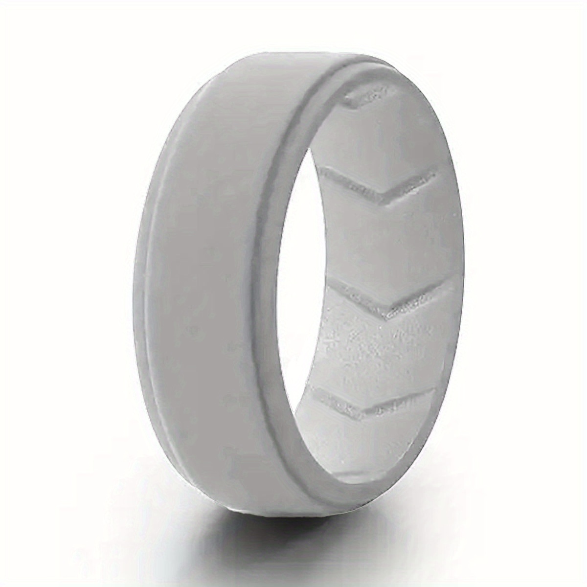 Silicone Men's Wedding Band with Breathability Grooves - Single Ring