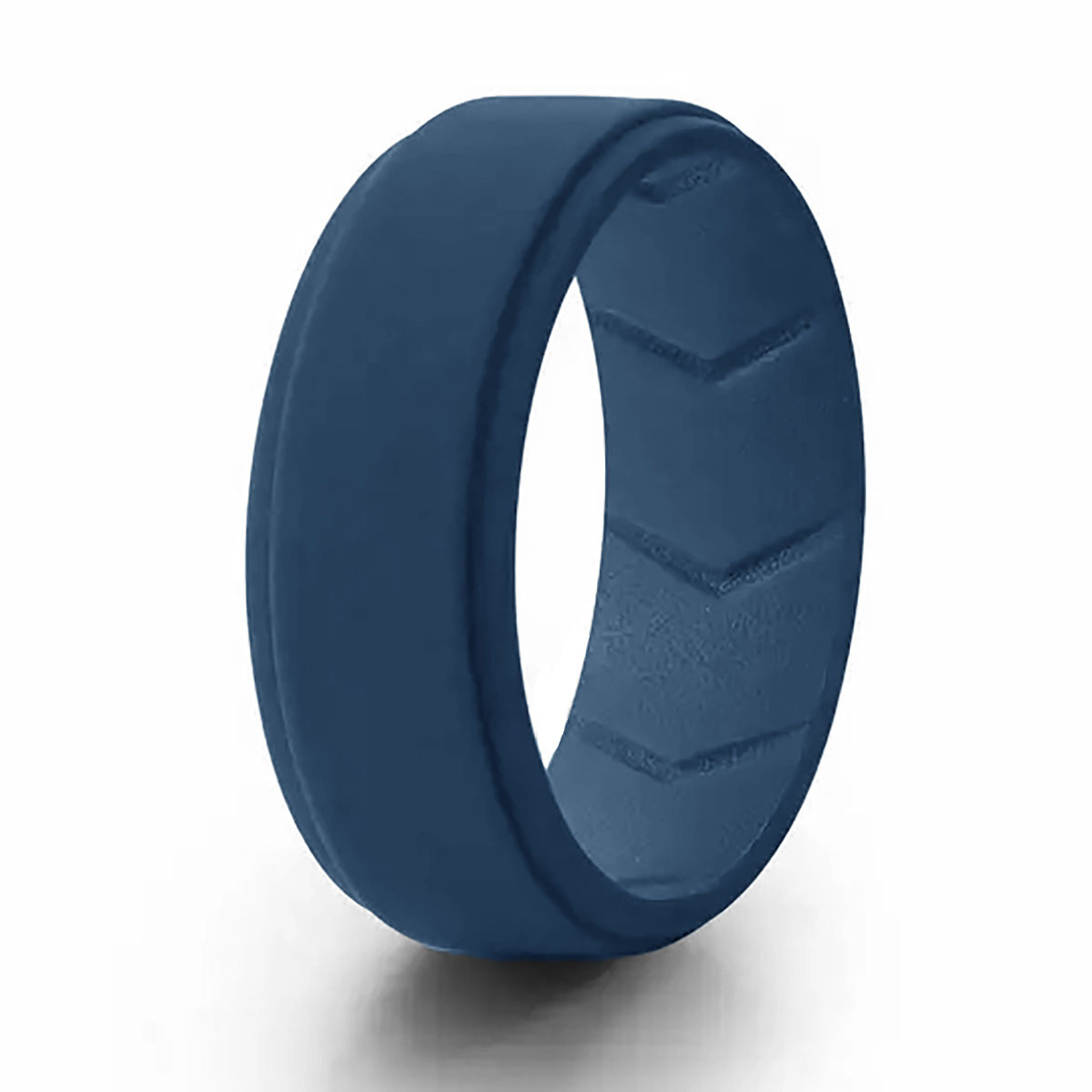 Silicone Men's Wedding Band with Breathability Grooves - Single Ring
