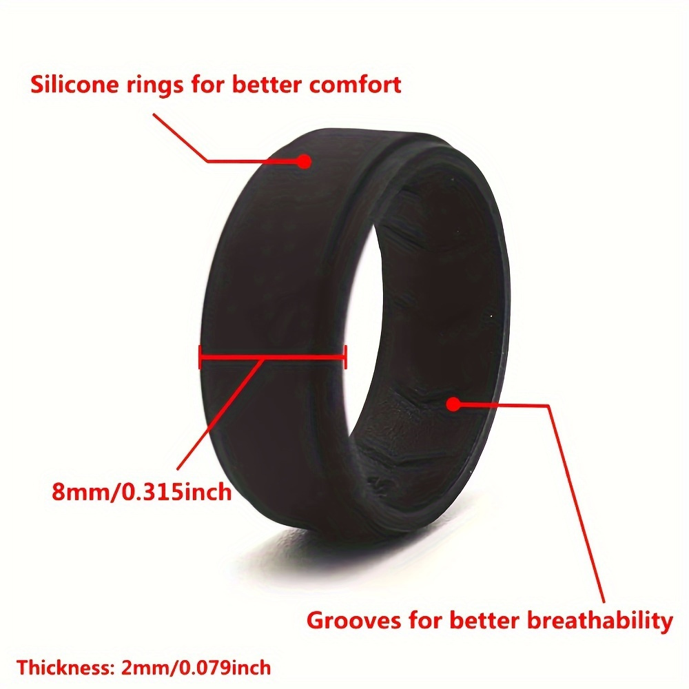 Silicone Men's Wedding Band with Breathability Grooves - Single Ring