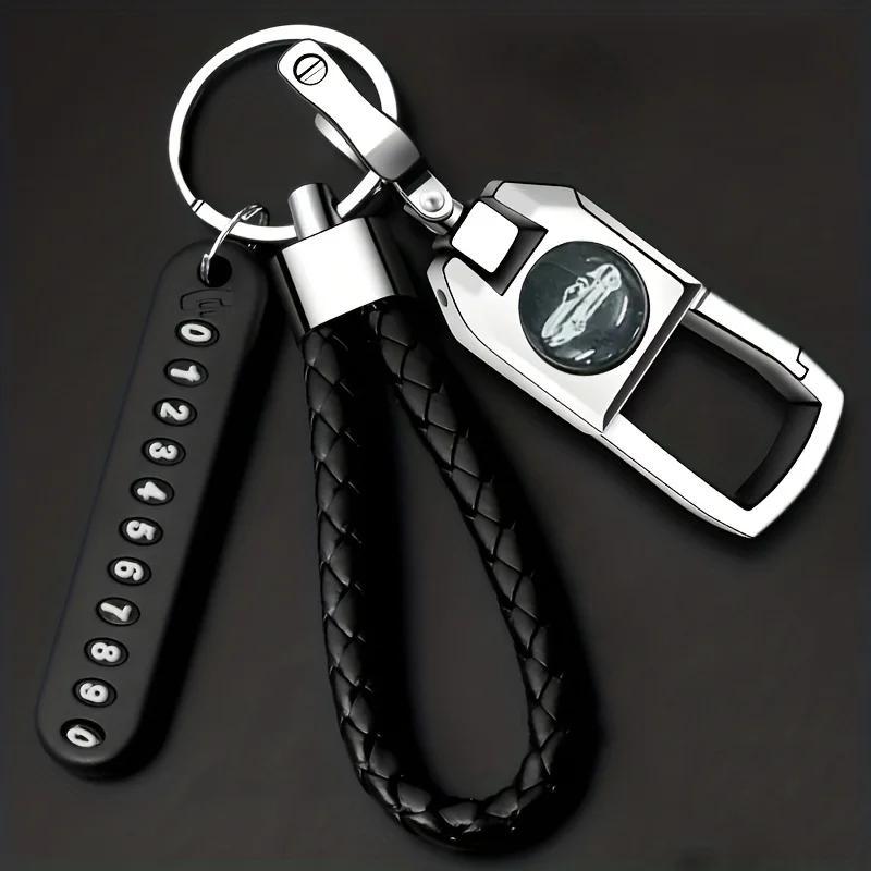 TEMU Creative Alloy Metal Keyring: Accessory For Men - Car Keychain Ant-lost Phone Number Plate Keychain