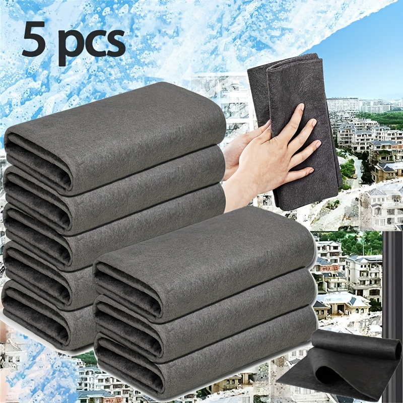 

5pcs Magic Microfiber Cleaning Cloths - For Glass, Mirrors, Cars, Kitchen & Bathroom - Dishwashing Towels