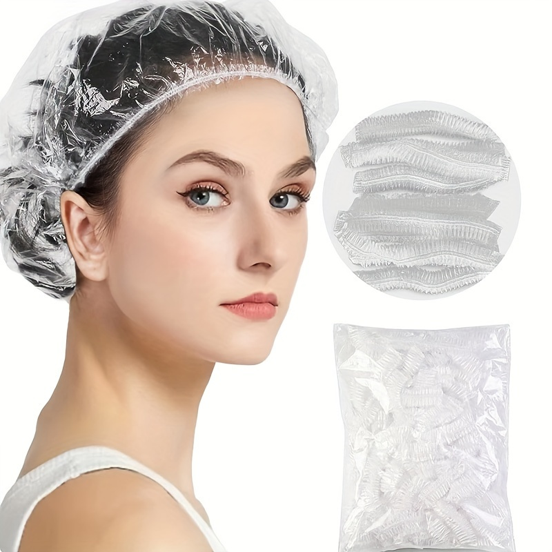 

400pcs Clear Pe Disposable Shower Caps For Women - Elasticized Hair Treatment Covers For Deep Conditioning, Salon Use & Bathroom Accessories - & For All Hair Lengths, Shower Accessories