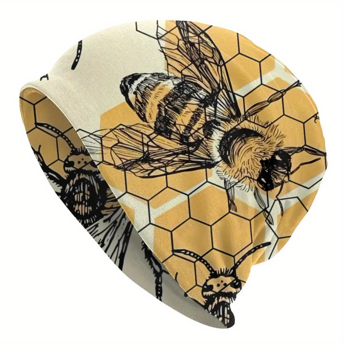 

1pc Fashion And Cool Beanie Hat With Bee Pattern - Versatile Accessories For Birthdays, Anniversaries, And Christmas Gifts