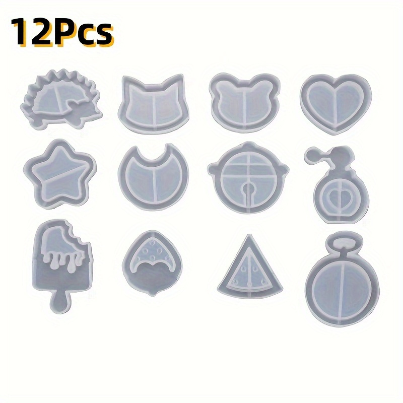 TEMU 12pcs Silicone Resin Molds For Jewelry, Epoxy Resin Casting Shaker Molds Set For Quicksand Pendants, Keychains, And Charms Making Supplies