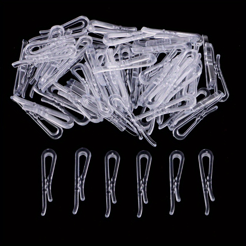 

100pcs/200pcs Transparent Plastic Crocodile Clip U-shaped Toothed Packaging Clip Fixed Clip Multifunctional Clip Clothing Anti-slip Accessories Used For Folding Shirt, Tie, Socks, Pants, Clothes Pins