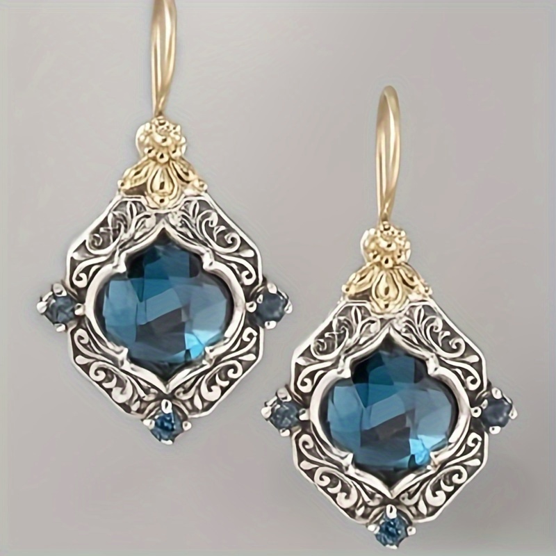 

-shaped Gemstone Dangle Earrings For Women - Blue Color, Hypoallergenic, Nickel-free, , And - Perfect Accessory For Any