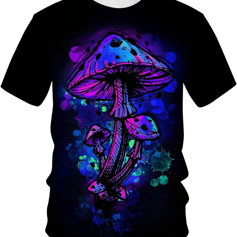 

Men's Hippy Mushroom T-shirt Novelty Graphic Fashion Tee Shirts