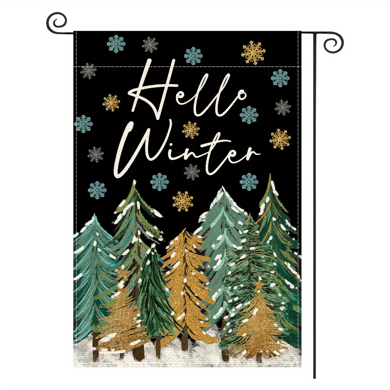 

Christmas Garden Flag 30x45cm - "hello Winter" Scene - Linen Material, 100% Polyester , No Electricity Required Outdoor Decorative Flag