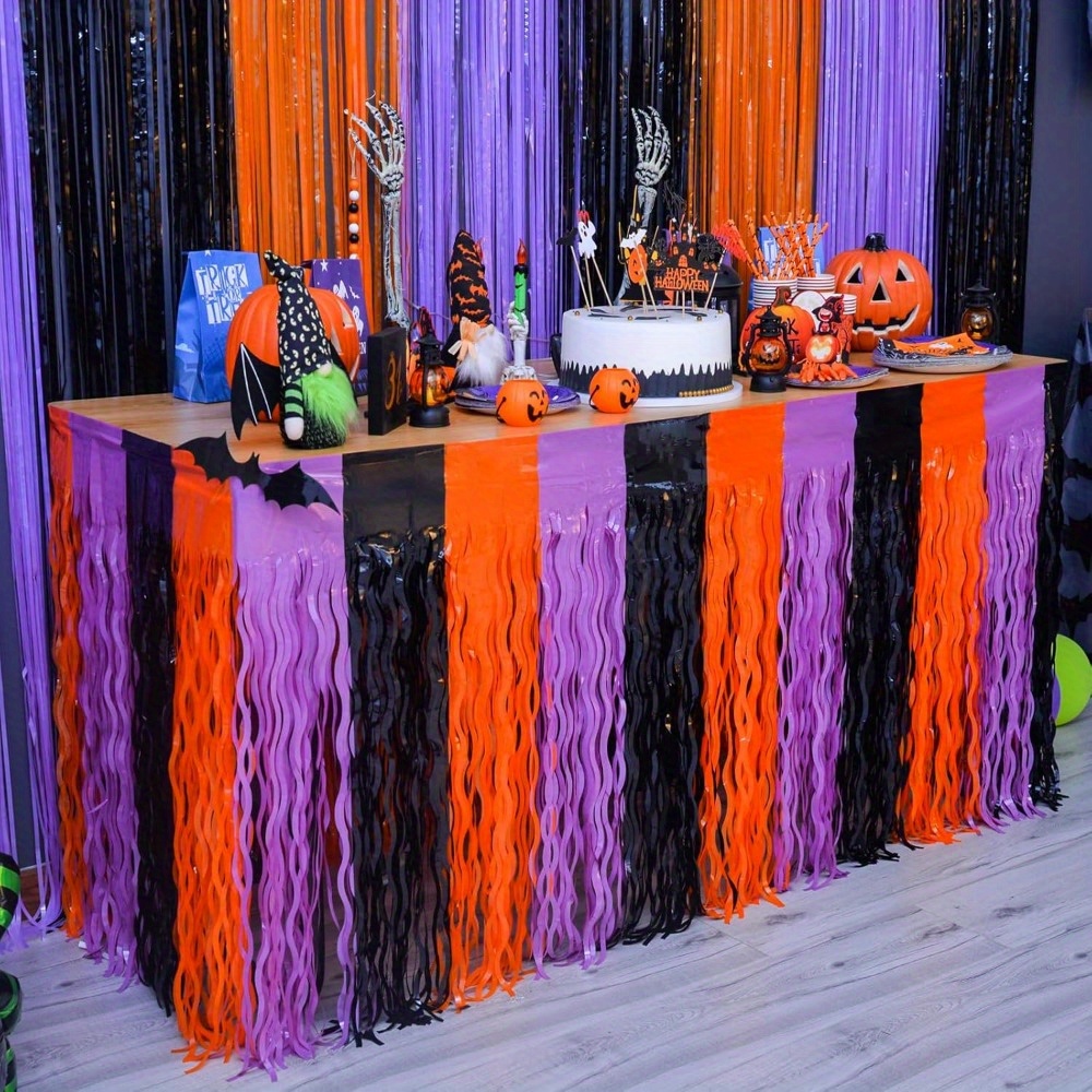 Halloween Table Skirts: , Purple, And For Rectangular And Round Tables - Decorations For Halloween