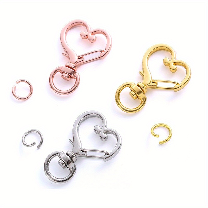 

40 Pcs Heart-shaped Zinc Alloy Keychains - Diy Jewelry Accessories