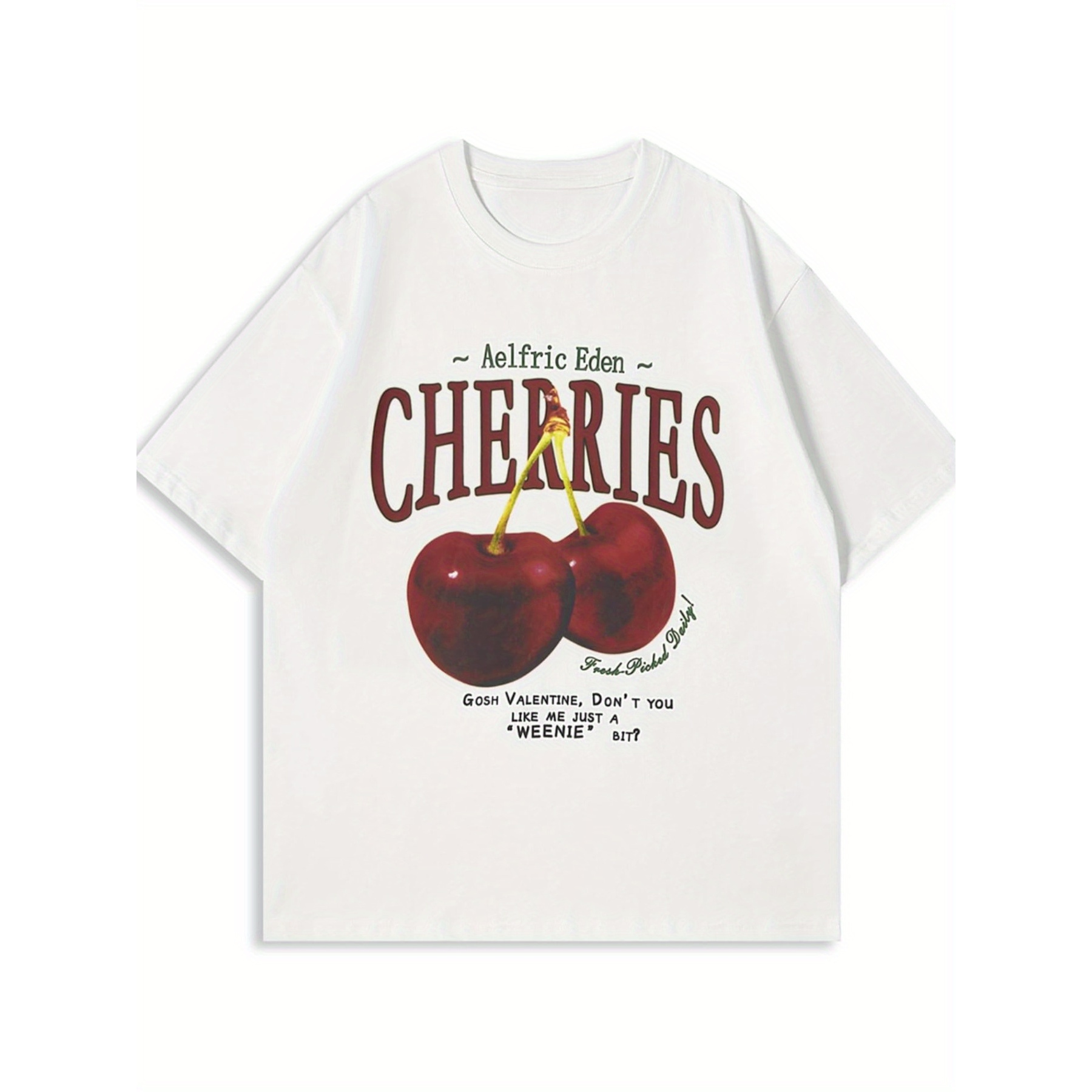 

Oversized Pattern T-shirt Unisex Cherry Print T-shirt Casual Summer Short-sleepted Top Cotton Cute T-shirt