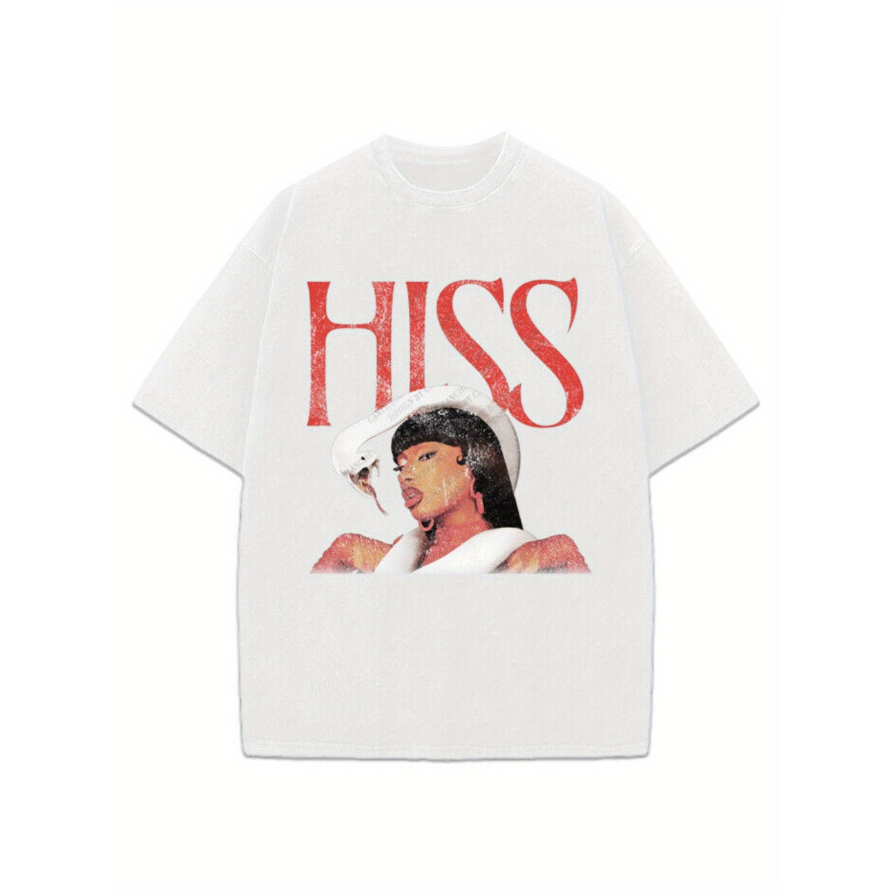 

Megan Tea Stud T-shirt Hissing Vintage Graphic Fans Rap Concert T-shirt