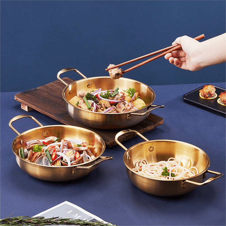 3lü 18cm/7.08in altın kore ramen tenceresi paslanmaz çelik - Temu