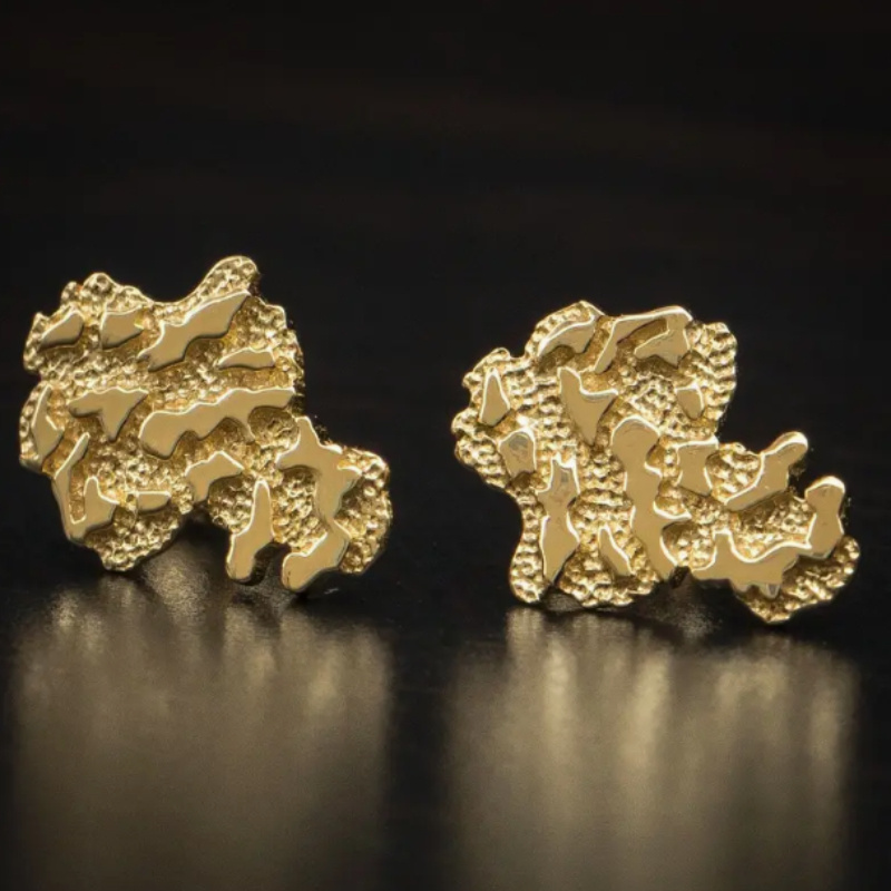 Golden Geometric Earrings - Vintage Inspired Hammered Texture