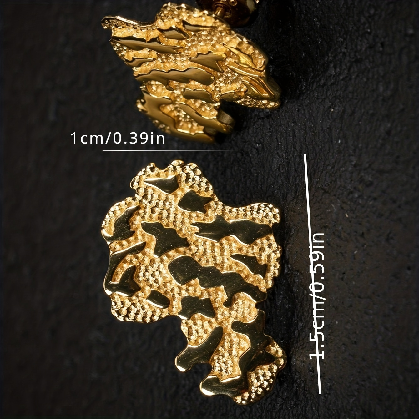 Golden Geometric Earrings - Vintage Inspired Hammered Texture
