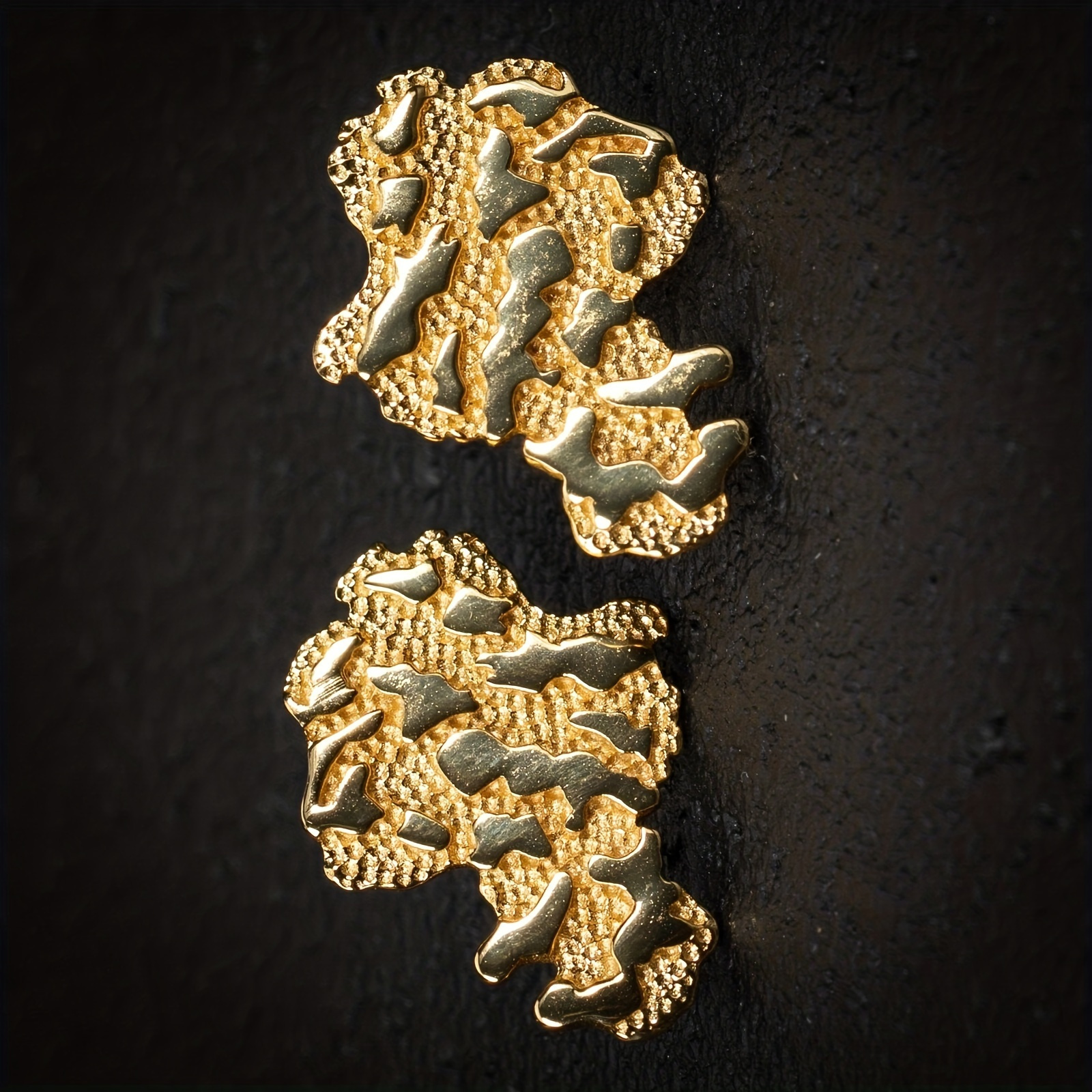 Golden Geometric Earrings - Vintage Inspired Hammered Texture