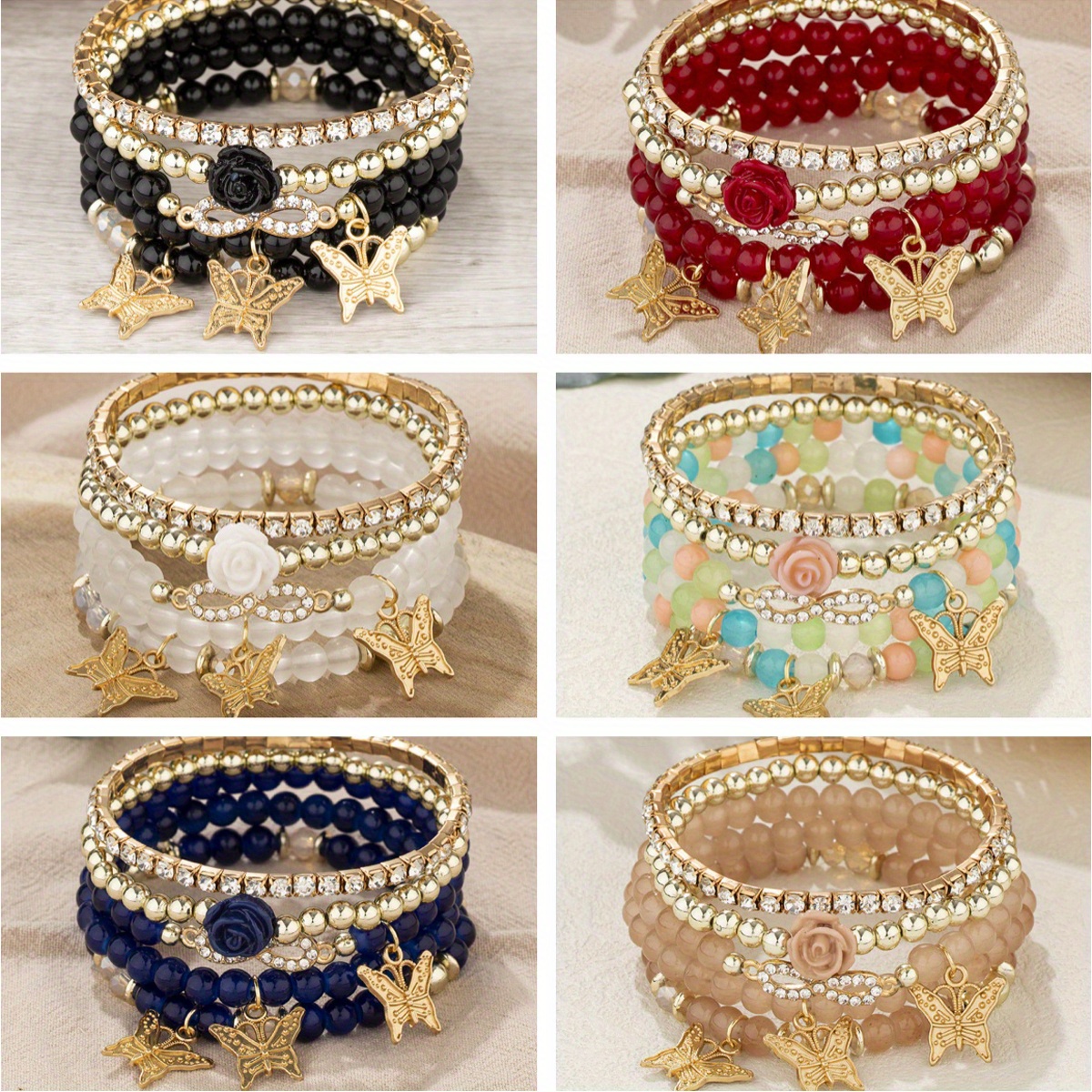 boho unisex stretch beaded bracelet set handmade multi layer - Temu