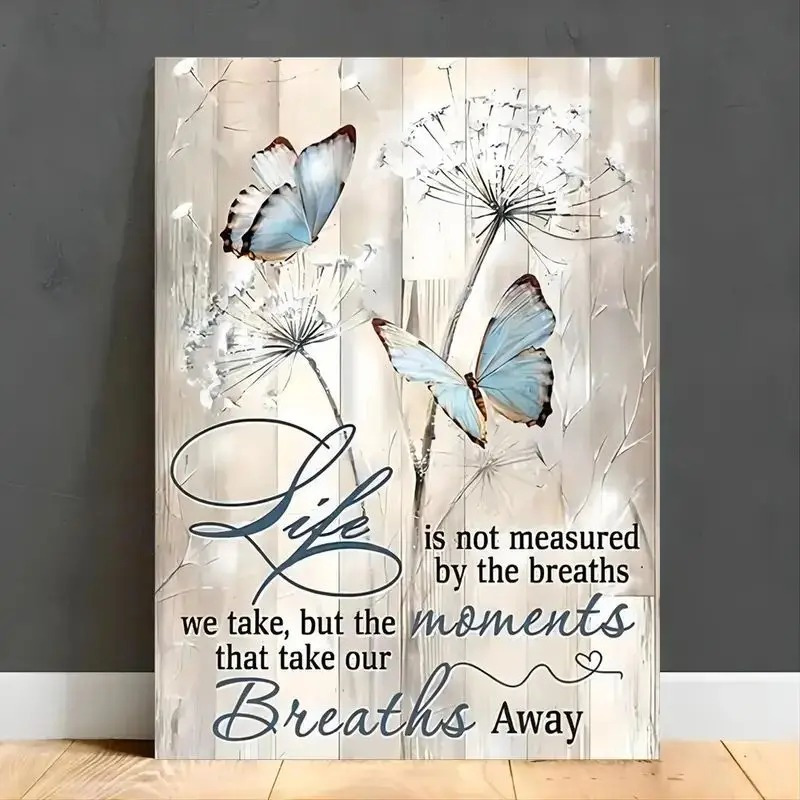 

1 Piece Beautiful Butterflies Fluttering, Dandelions, Murals Of Life Not In Breath. Canvas Poster With Canvas Painting, For Living Room, Office, Bedroom Decor