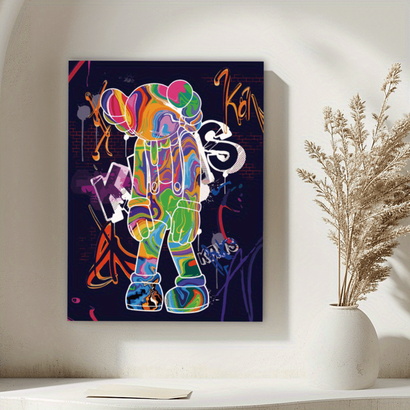 

Vibrant Game Bear Canvas Painting, 12"x16" Wall Decor For Living Room, Bedroom, Kitchen & Bathroom