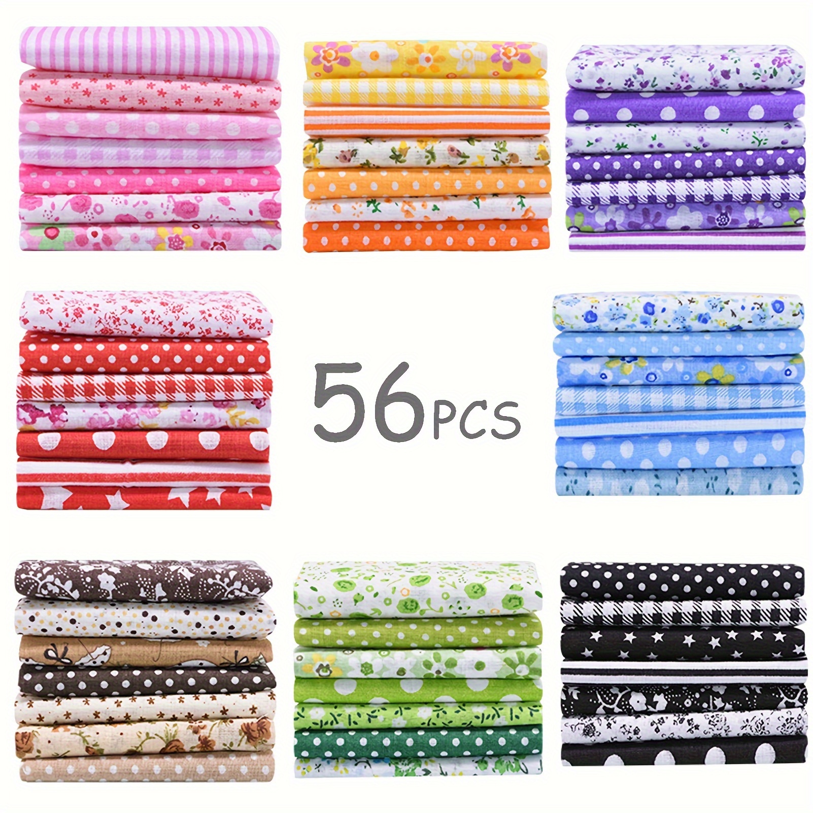 

56pcs Floral - 100% Fabric Set - Soft & For Quilting, Diy Crafts & Projects - Prints