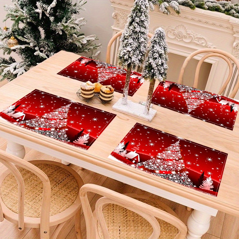 

Christmas Linen Placemats (2/4/6/8pcs) - -, Oil- & Table For Dining &