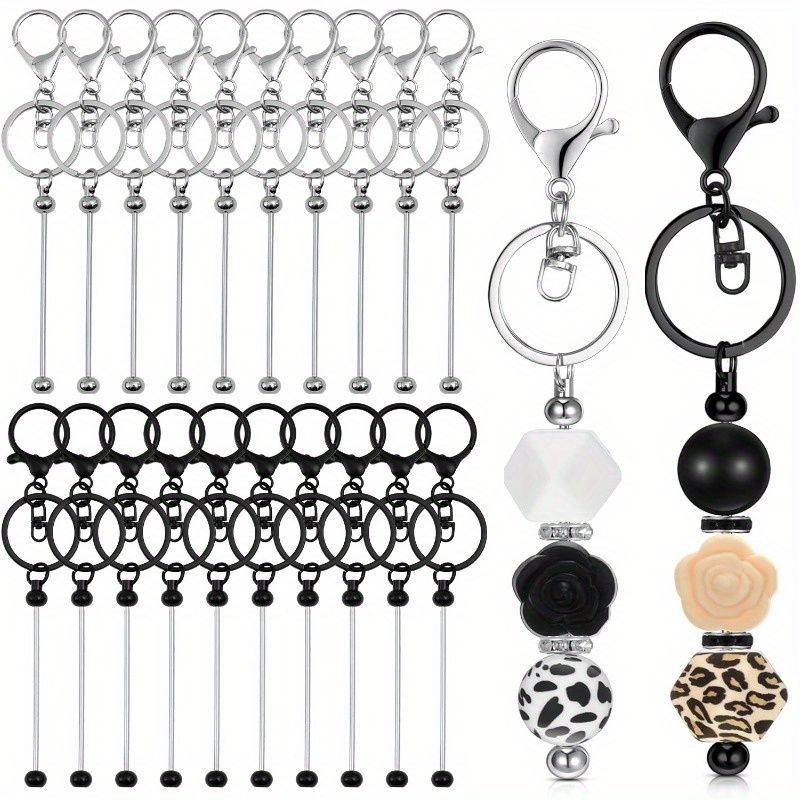 

24pcs Diy Beadable Keychain Blanks - Metal For Beaded Keychains, No Needed