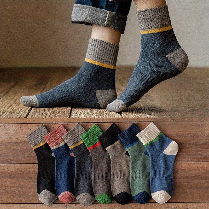 

10 Pairs/mixed Color Socks Men', Autumn And Winter Mid-calf Sweat Absorbing Long Black Autumn And Winter Sports Inspired Colorful Trendy Socks