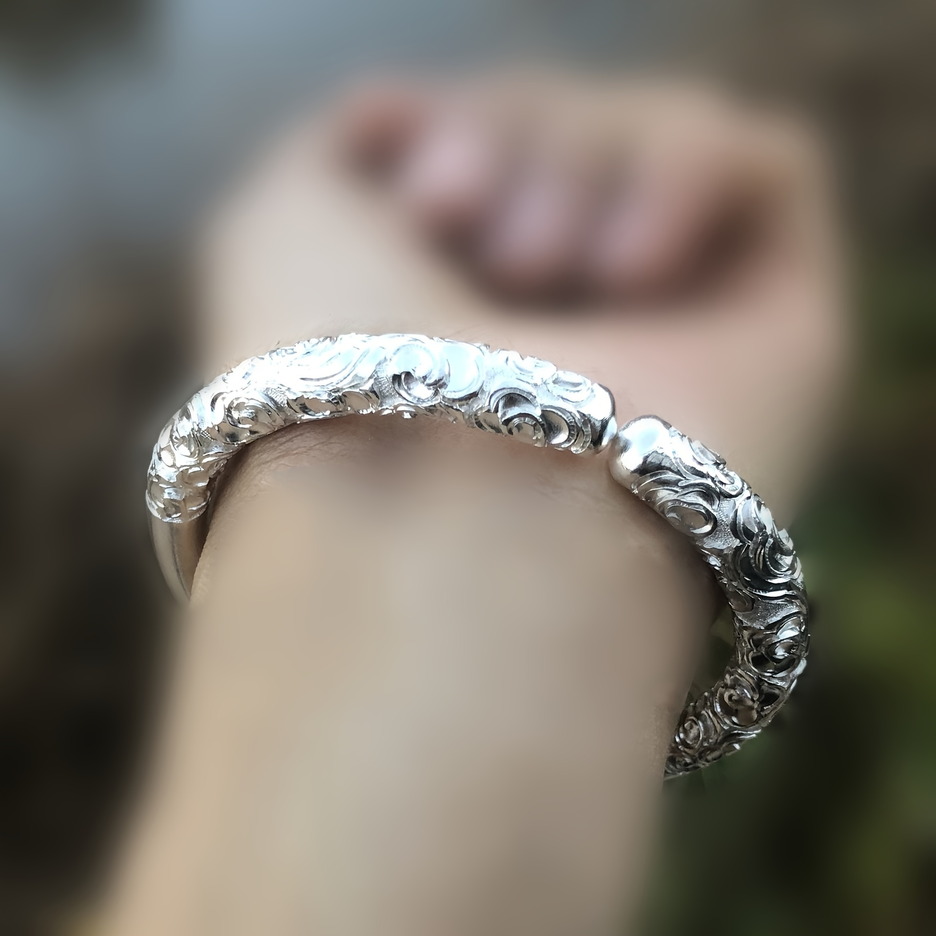 

Bracelet, Auspicious Cloud Open Bangle, For Men And Women