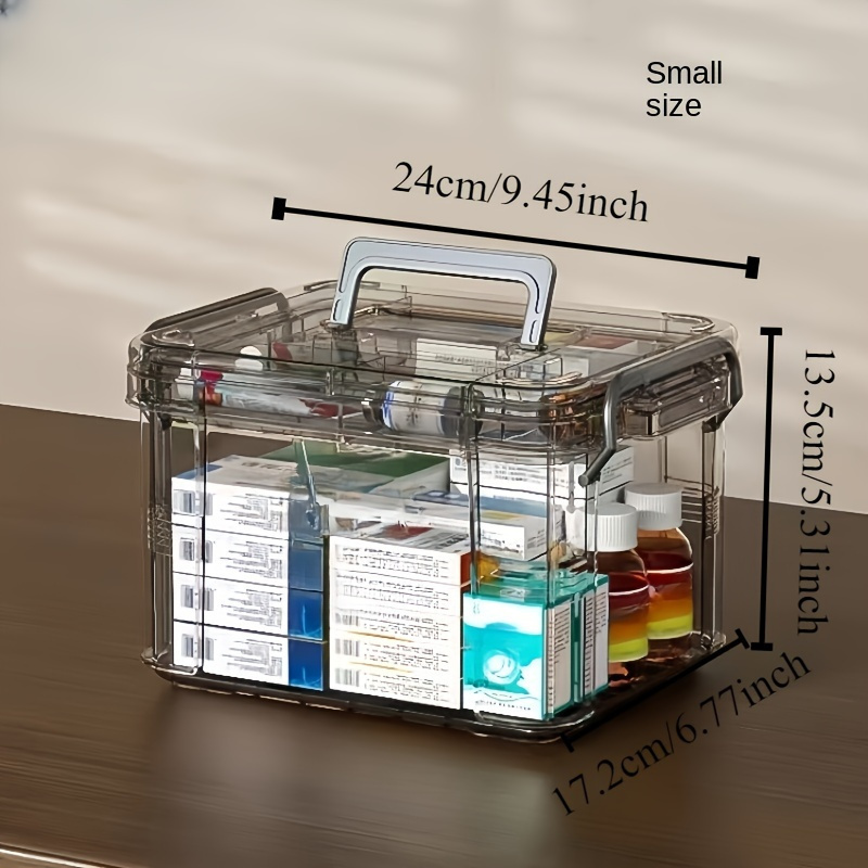 TEMU Spacious Medicine Organizer With Ergonomic Handles - Durable Plastic, Portable Design For Home, Office & Travel Storage Of Pills And Supplies