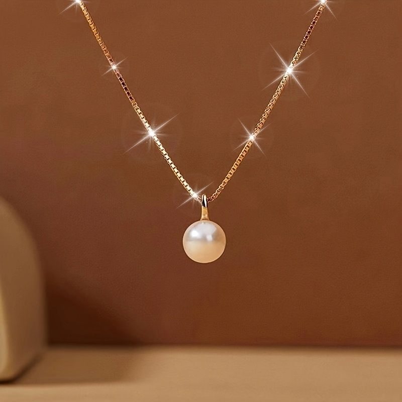 

Freshwater Pearl Pendant Necklace, Elegance Plated Chain For Daily Wear And Special Occasions, Perfect Holiday Gifts For Women, Chic And Sexy Style Jewelry With Gift Box