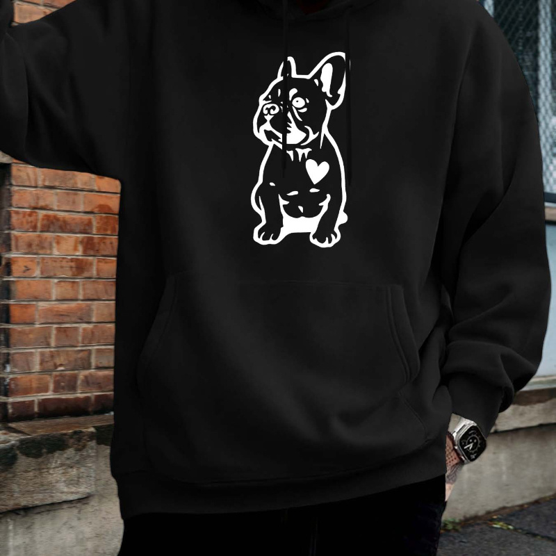 

Festive French Bulldog Graphic Hoodie - Men's Casual Fashion Sweatshirt With Pockets And Hood