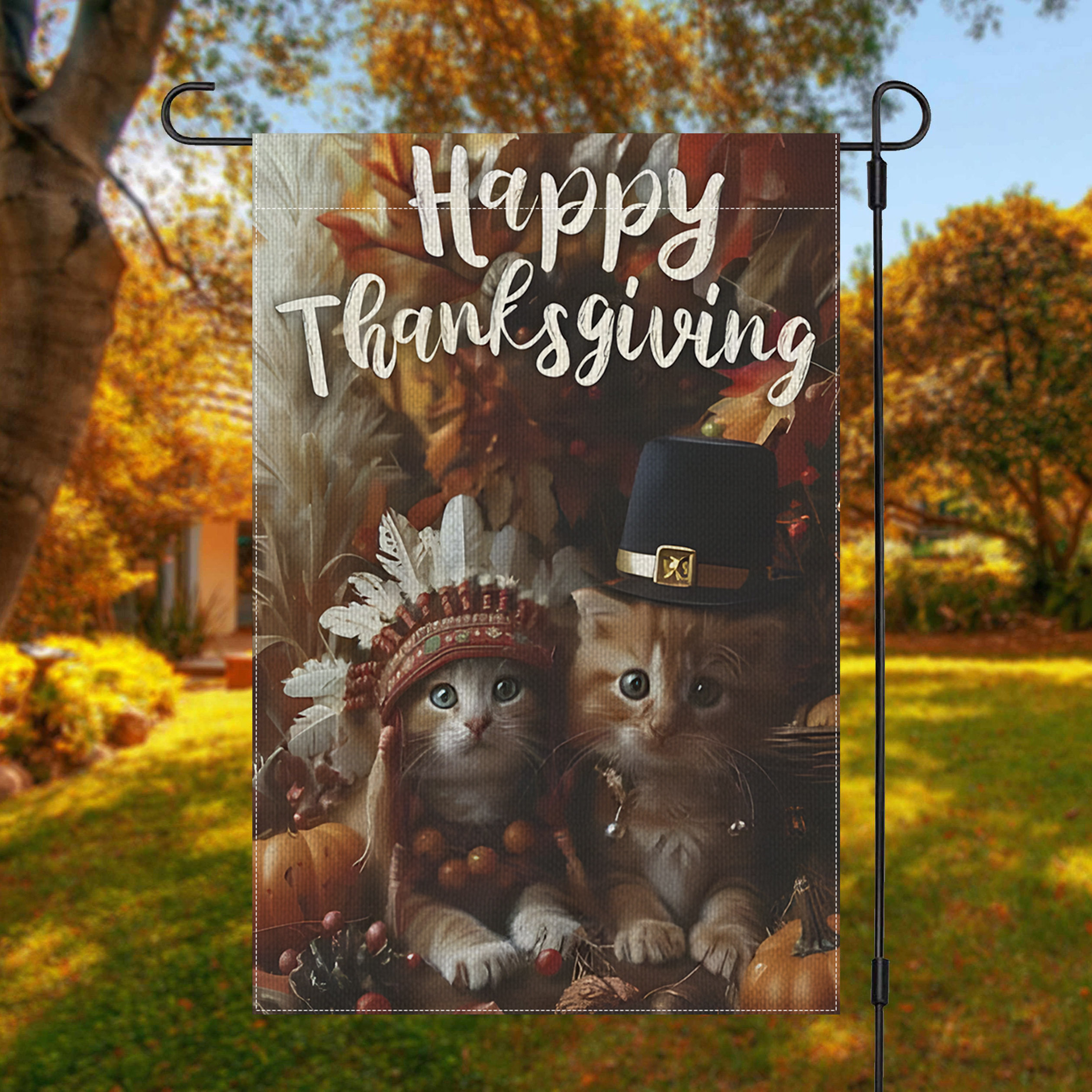 

Thanksgiving Garden Flag - 1pc Double-sided Polyester Yard Flag For Autumn Harvest Festivities, Durable Outdoor Multipurpose Home & Garden Decor, Weather-resistant 12x18 Inch, No Flagpole