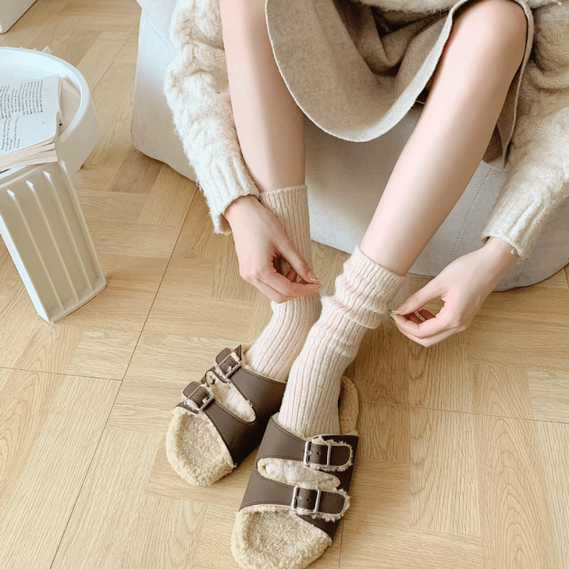 

Cozy Wool- Mid-calf Socks For Women - , In Solid Colors